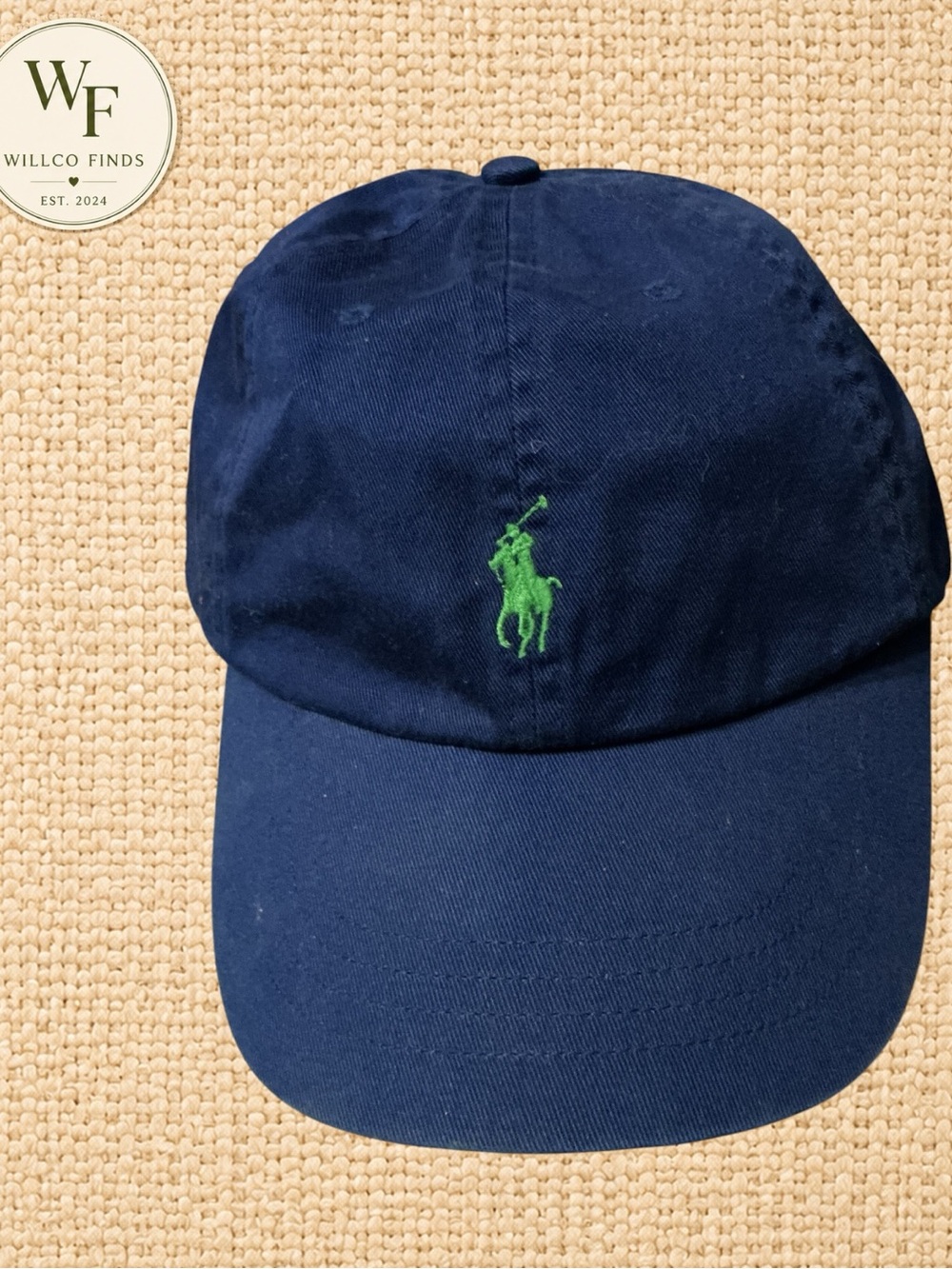 Polo Ralph Lauren Navy Blue Green Pony Logo Strapback Hat OS Cambodia